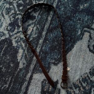 Hollister Braided Brown Leather Belt with Metal Buckle